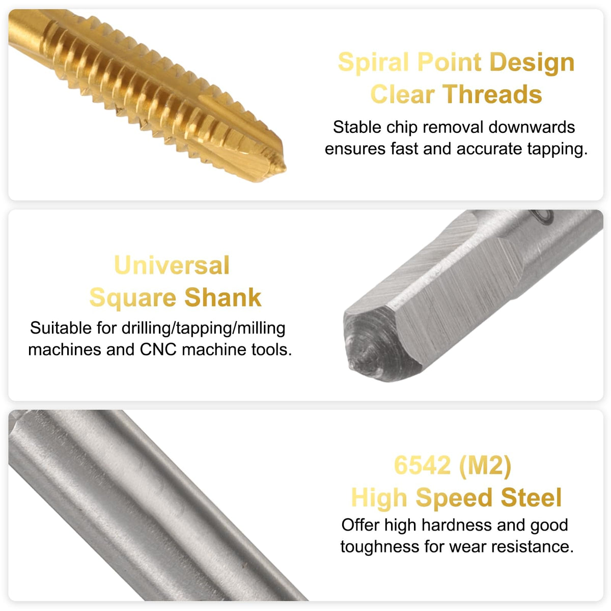 uxcell 2pcs 6-32 UNC B2 Spiral Point Thread Tap, Screw Tap