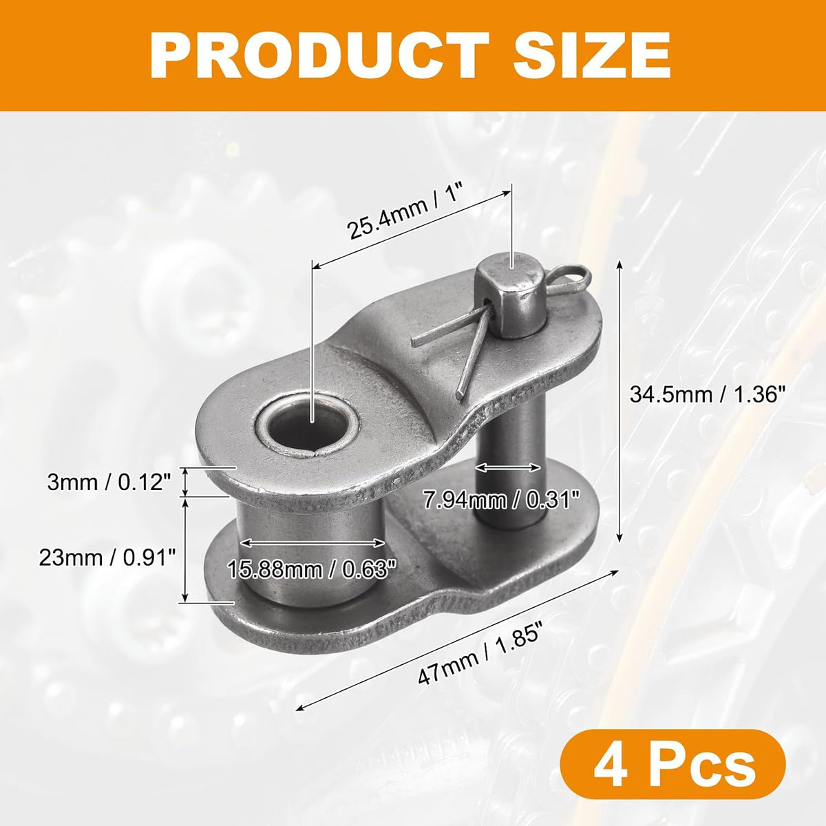 PATIKIL 4Pcs #80 Roller Chain Offset Link Half Links for 16A Chain