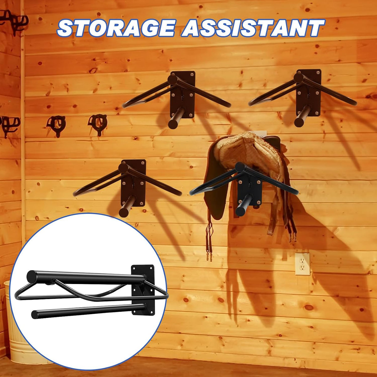6 Pcs Wall Mount Saddle Rack Stand with Pad Bar