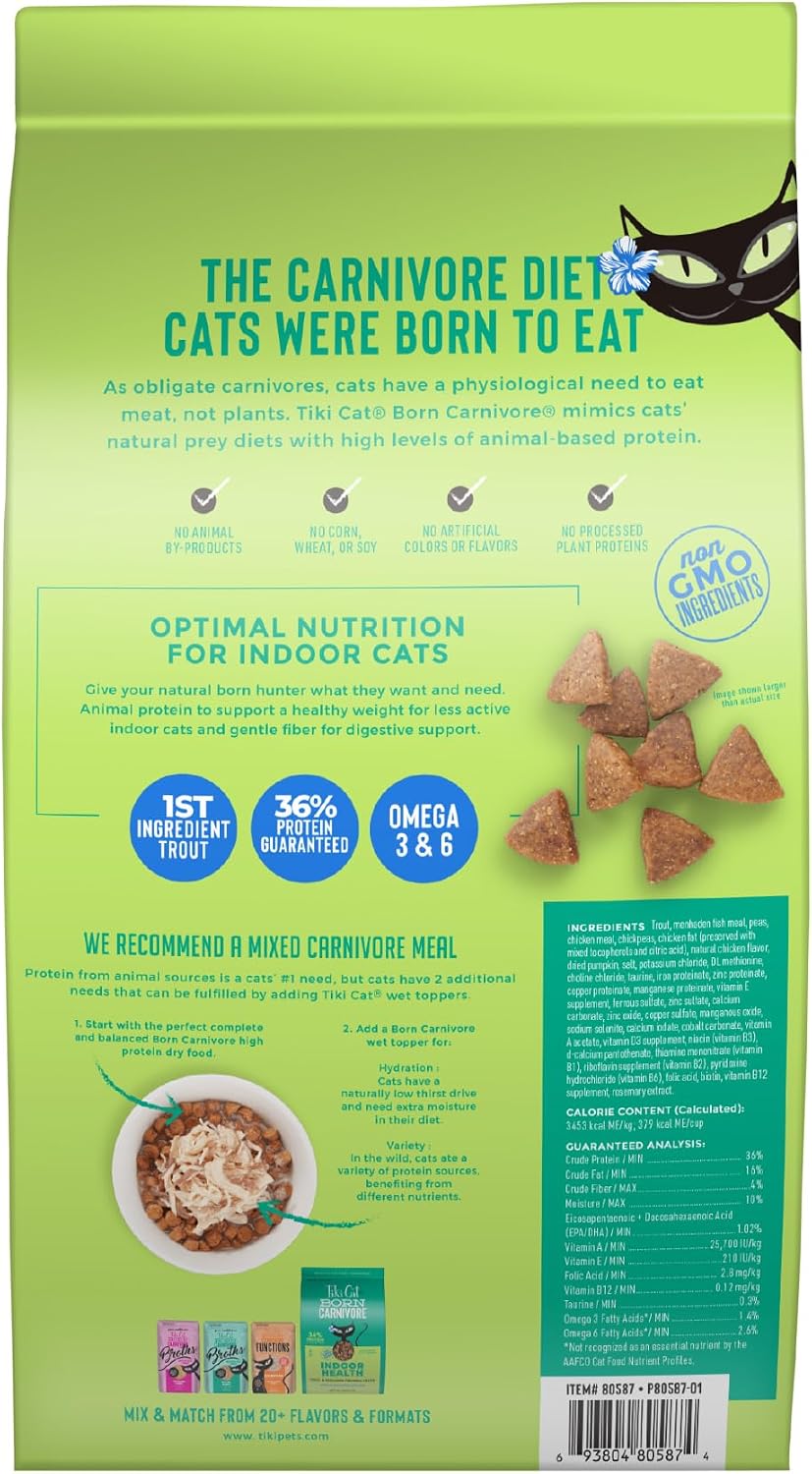 Tiki Cat Born Carnivore Dry Cat Food, Trout & Menhaden Fish, 3 lb Bag