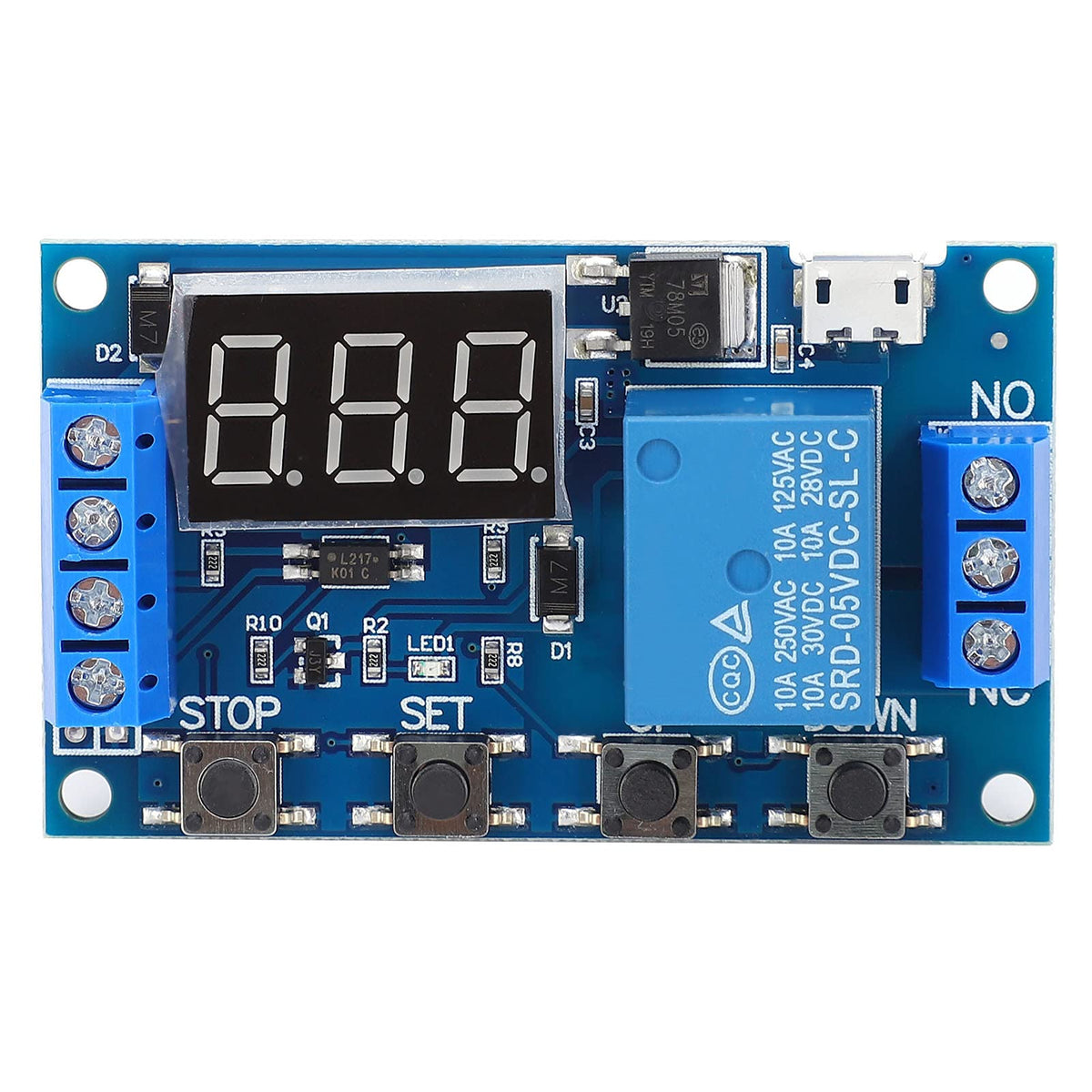 Fafeicy Relay Module, JZ-801, Delay Cycle Timing Circuit Switch, LCD Display, Micro USB Power Supply, 6-30V, Programmable Smart Home Controller