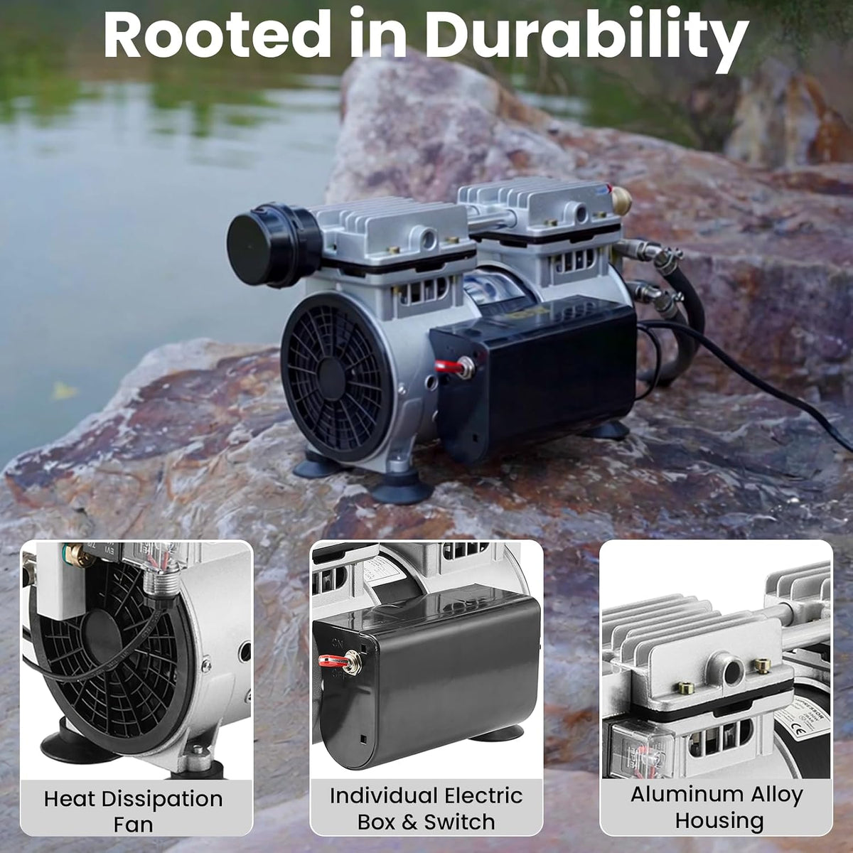 Pond Aerator Pump 5.2 CFM, 3/4 HP 550W Compressor for Outdoor Pond No Timer