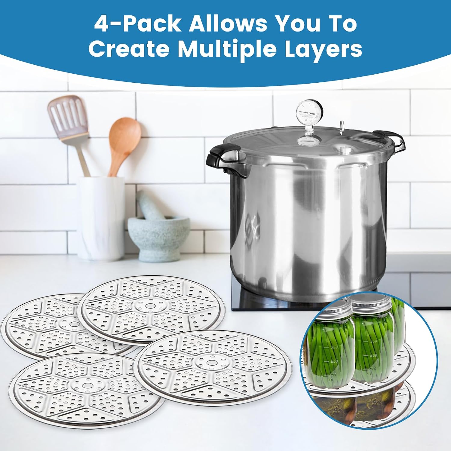 4Pack Pressure Canner Rack, Stainless Steel Canning Rack for Pressure Cooker, 11 Inch Canning Rack for Water Bath