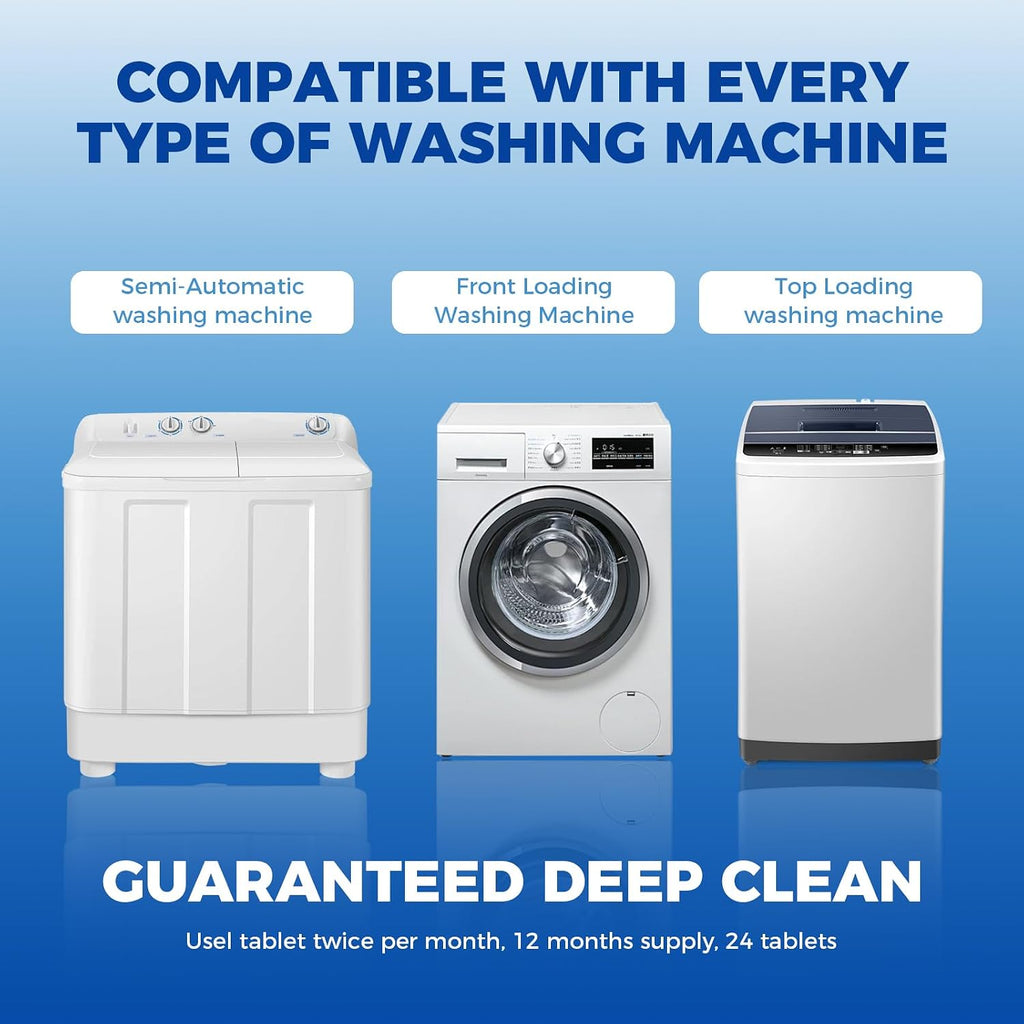72 Washing Machine Cleaner Tablets, Descaler Odor Remover HE Washer