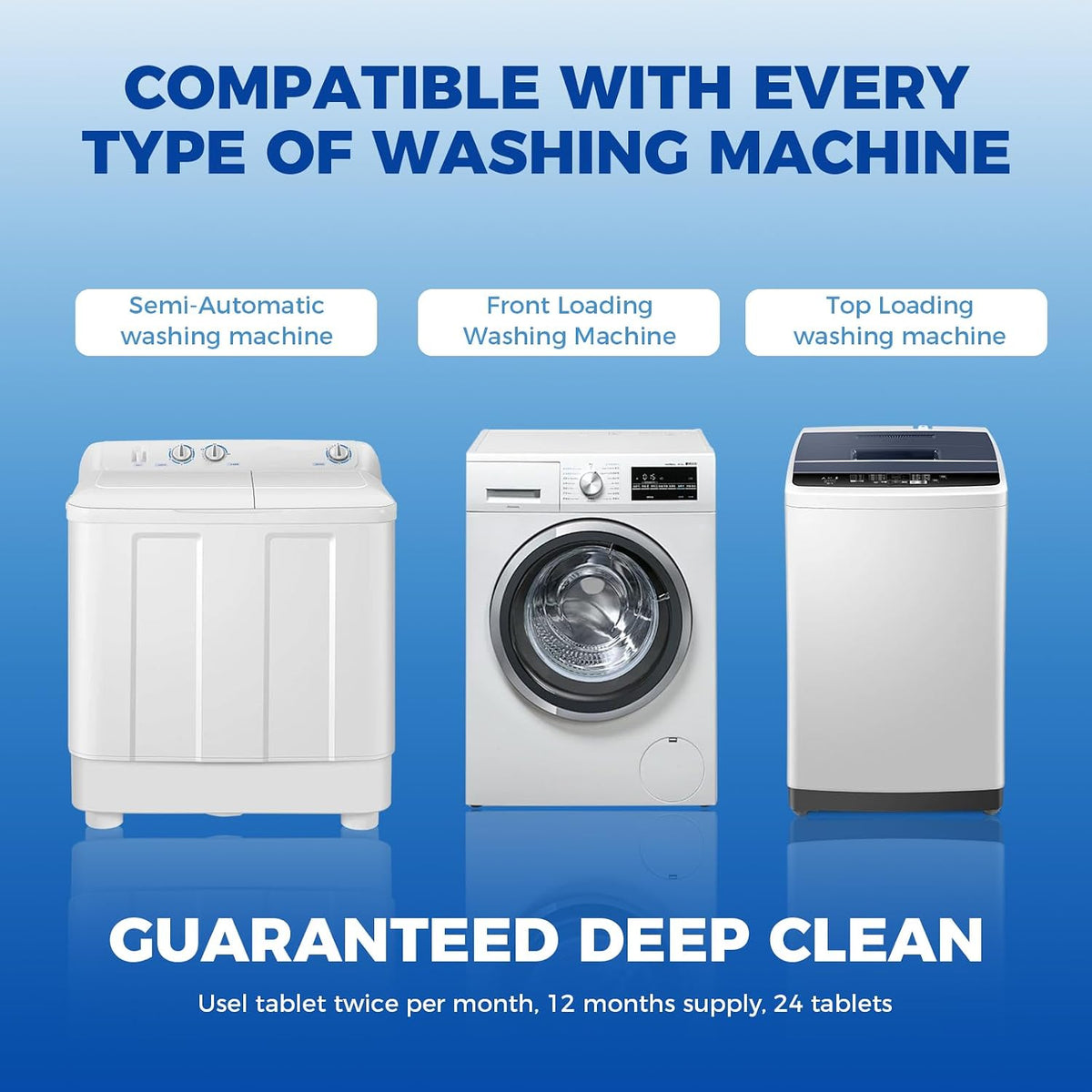 72 Washing Machine Cleaner Tablets, Descaler Odor Remover HE Washer