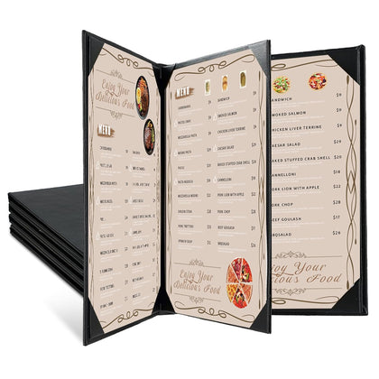 Restaurant Menu Covers Holders 8.5 X 11, 5 Pack Synthetic Leather Menu Holder Covers Book Style with Angled Corners