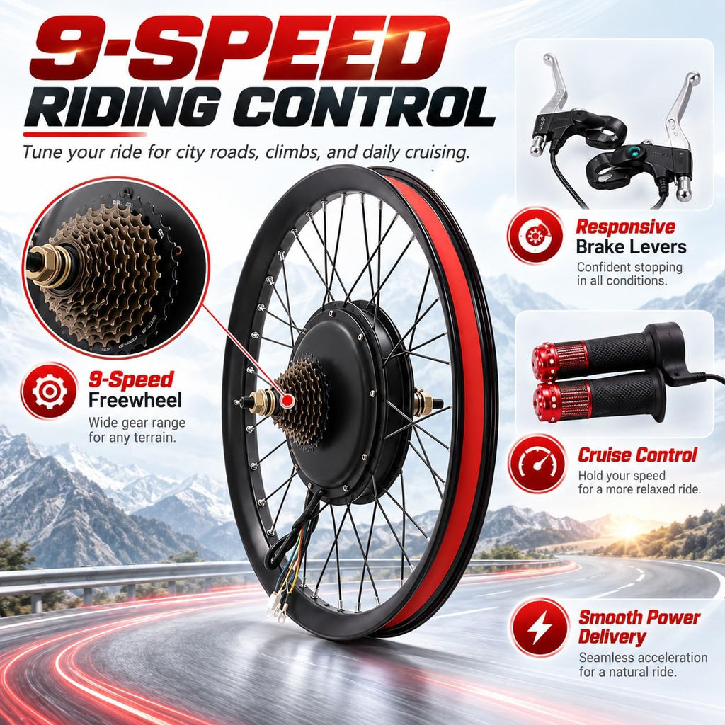 26 Inch Ebike Conversion Kit 72V 2000W Rear Hub Motor Kit