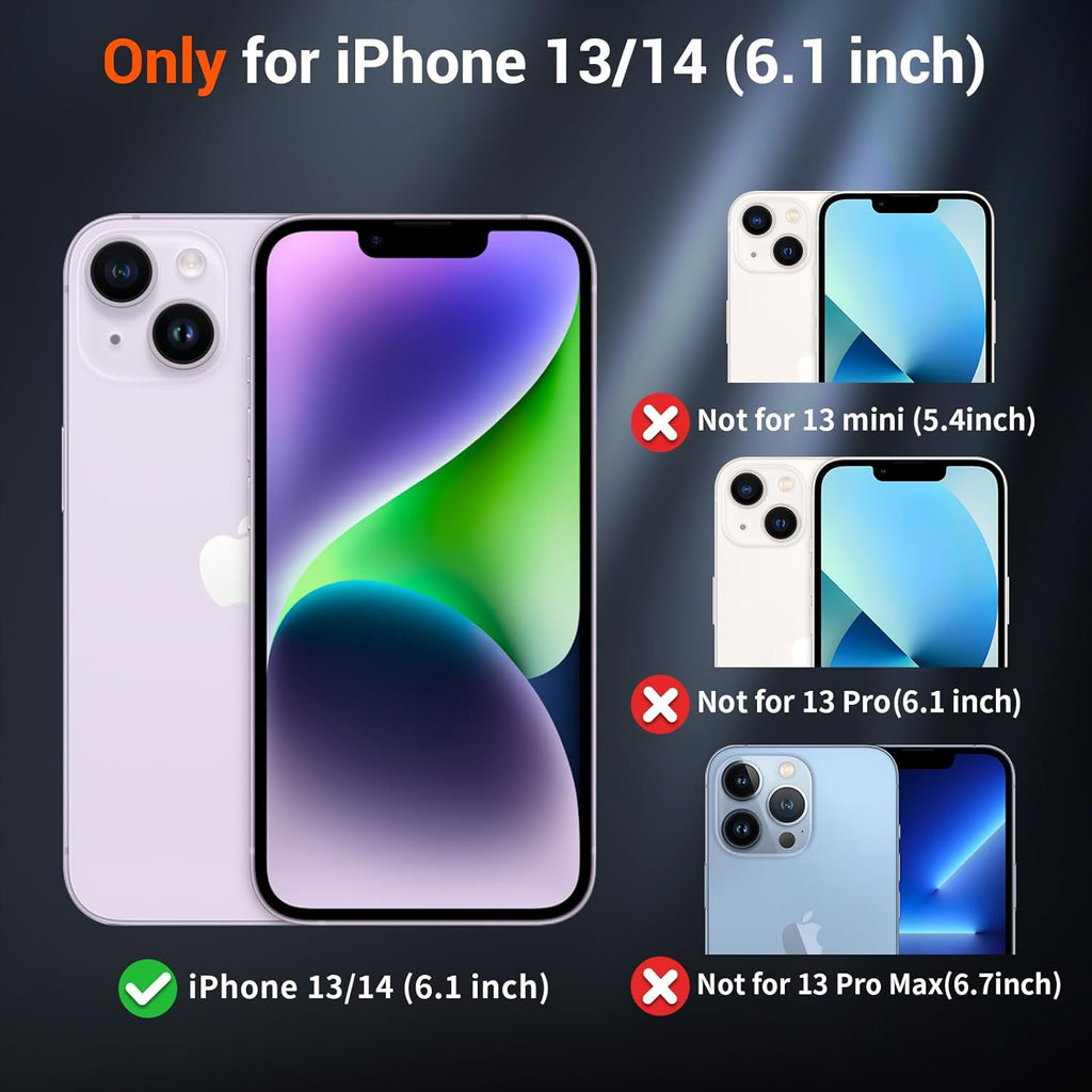 Magnetic for iPhone 14 Case & iPhone 13 Case (Compatible with MagSafe)(Military Grade Drop Protection) Translucent