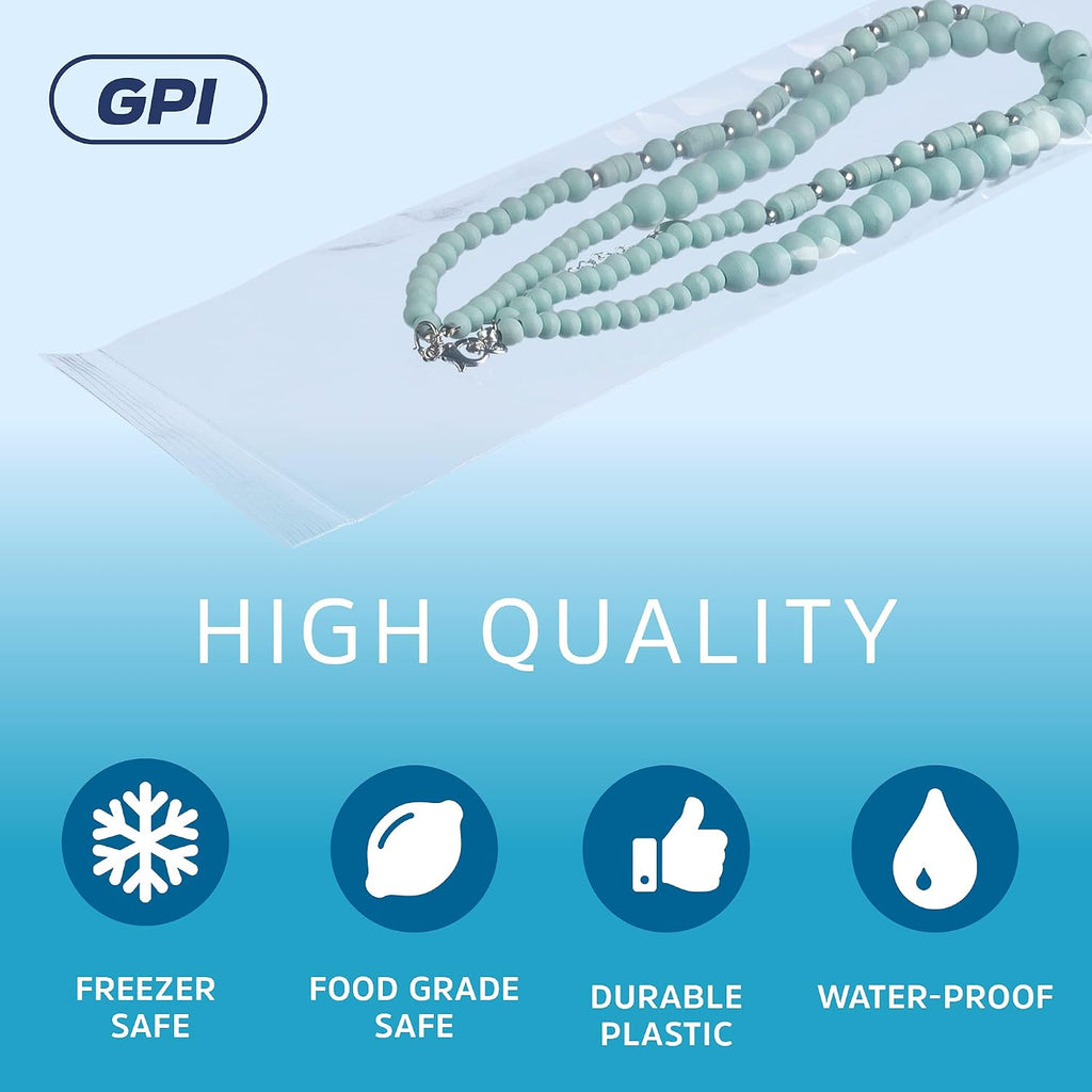 2"x8" Zip Bags, 100 Pack, 2 Mil, Reclosable for Incense, GPI