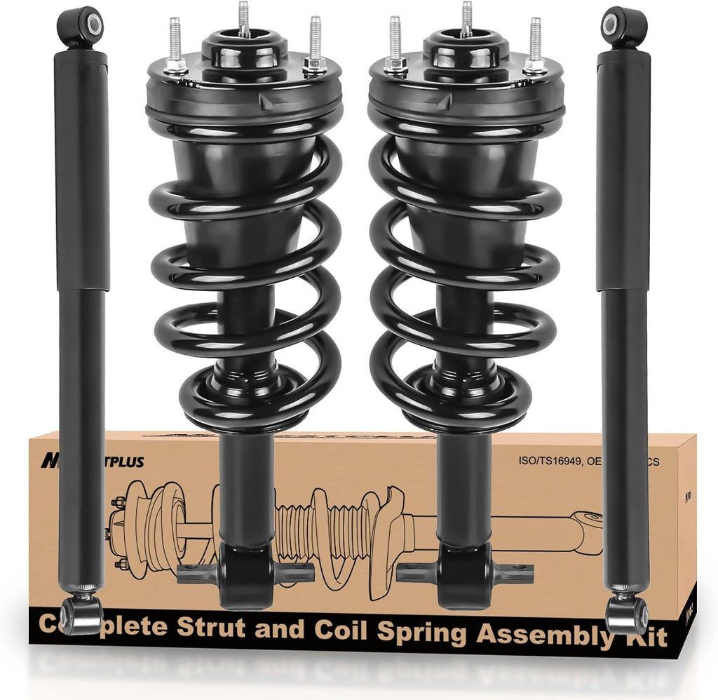 MOSTPLUS 345074 579105 Front and Rear Strut Shock Assemblies Compatible with 2007-2013 GMC Sierra 1500/Chevy Silverado 1500 w/o electronic suspension (Set of 4)