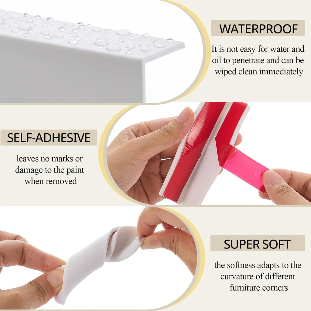 Baseboard Corner Protectors Self Adhesive, White, 8 Pcs