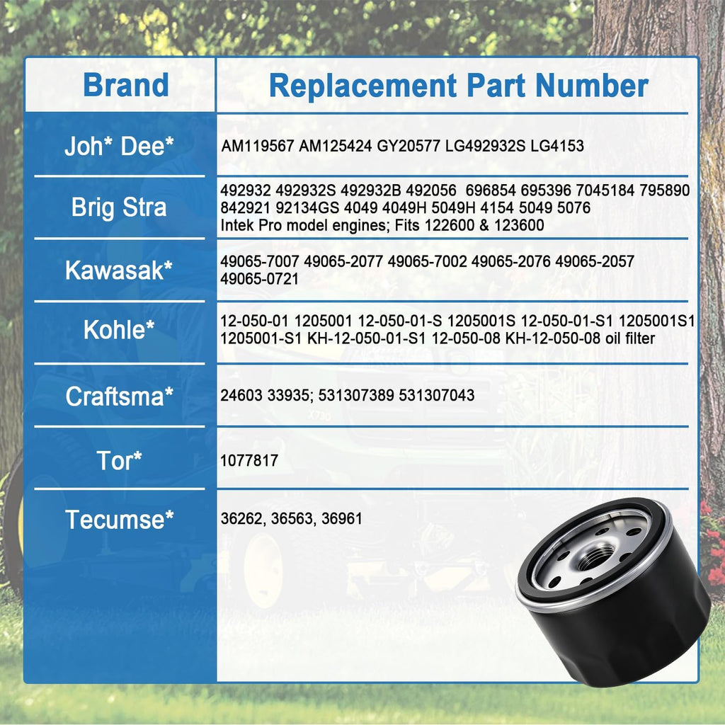 492932 Oil Filter for Briggs & Stratton 492932S 696854 John Deere AM125424 Kohler 25-050-01 Oregon 83-013 492932s Oil Filter