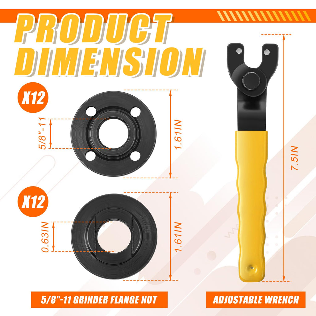 Hicarer 25 Pcs Angle Grinder Nut Wrench Replacement Kit, Yellow