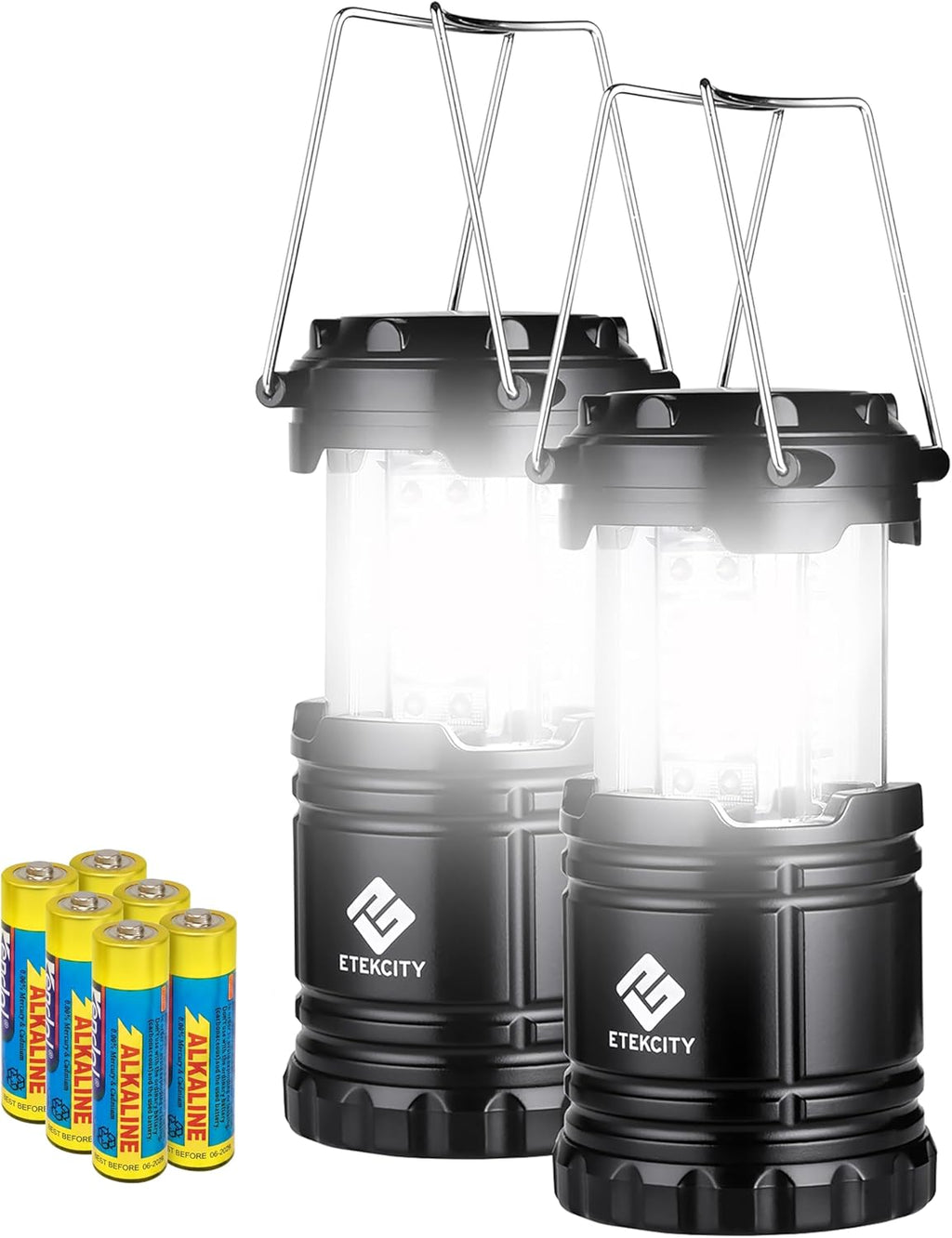 LED Camping Lanterns, Battery Operated, 2 Pack | Power Outages, Hurricane Preparedness, Camping, Emergency Kit, Water