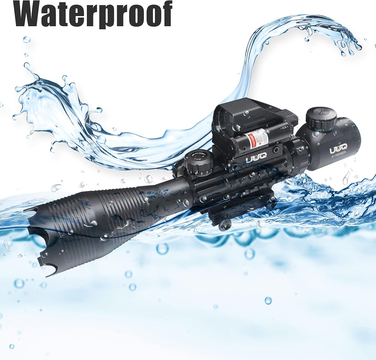 4-16x50 Tactical Rifle Scope Red/Green Illuminated Range Finder Reticle W/Laser Sight and Holographic Reflex Dot Sight
