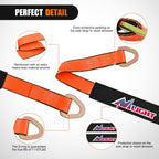 4PCS 2"x 38" Axle Tie Down Straps with Protective Sleeve D-Ring