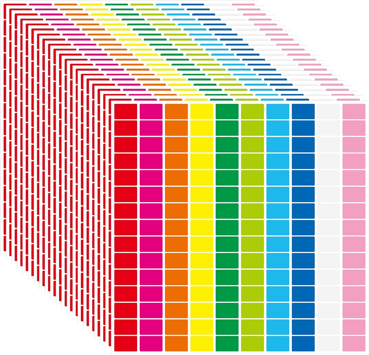 20 Sheets Color Coding Labels, Rainbow Color, 0.5 x 0.75 Inch