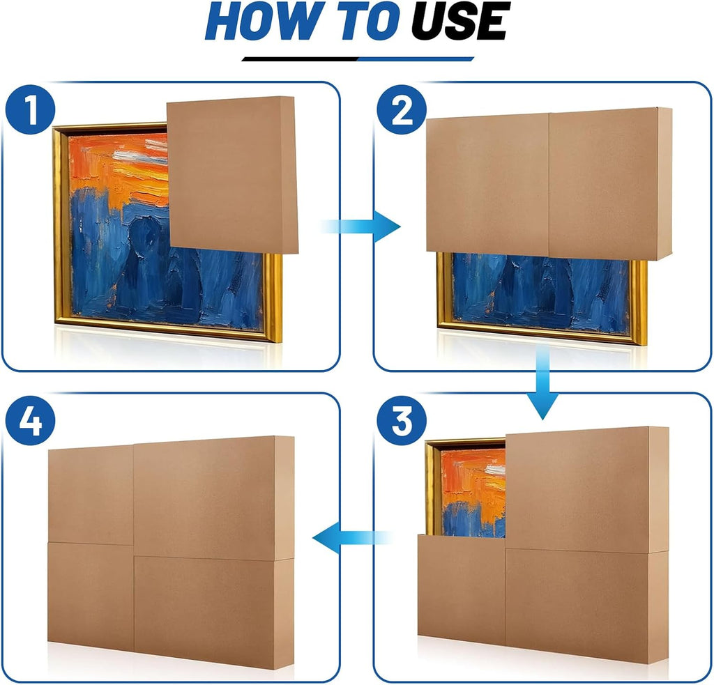 2 Sets 8 Pcs Picture & Mirror Moving Boxes, 40" x 30" x 3.5"