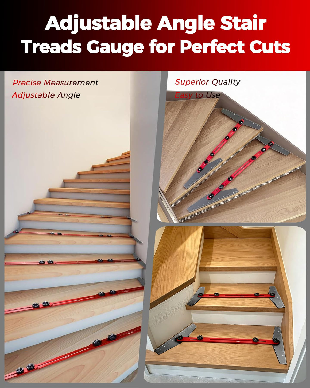 Stair Tread Template Tool, Adjustable 8-60 Inch, Woodworking Tools