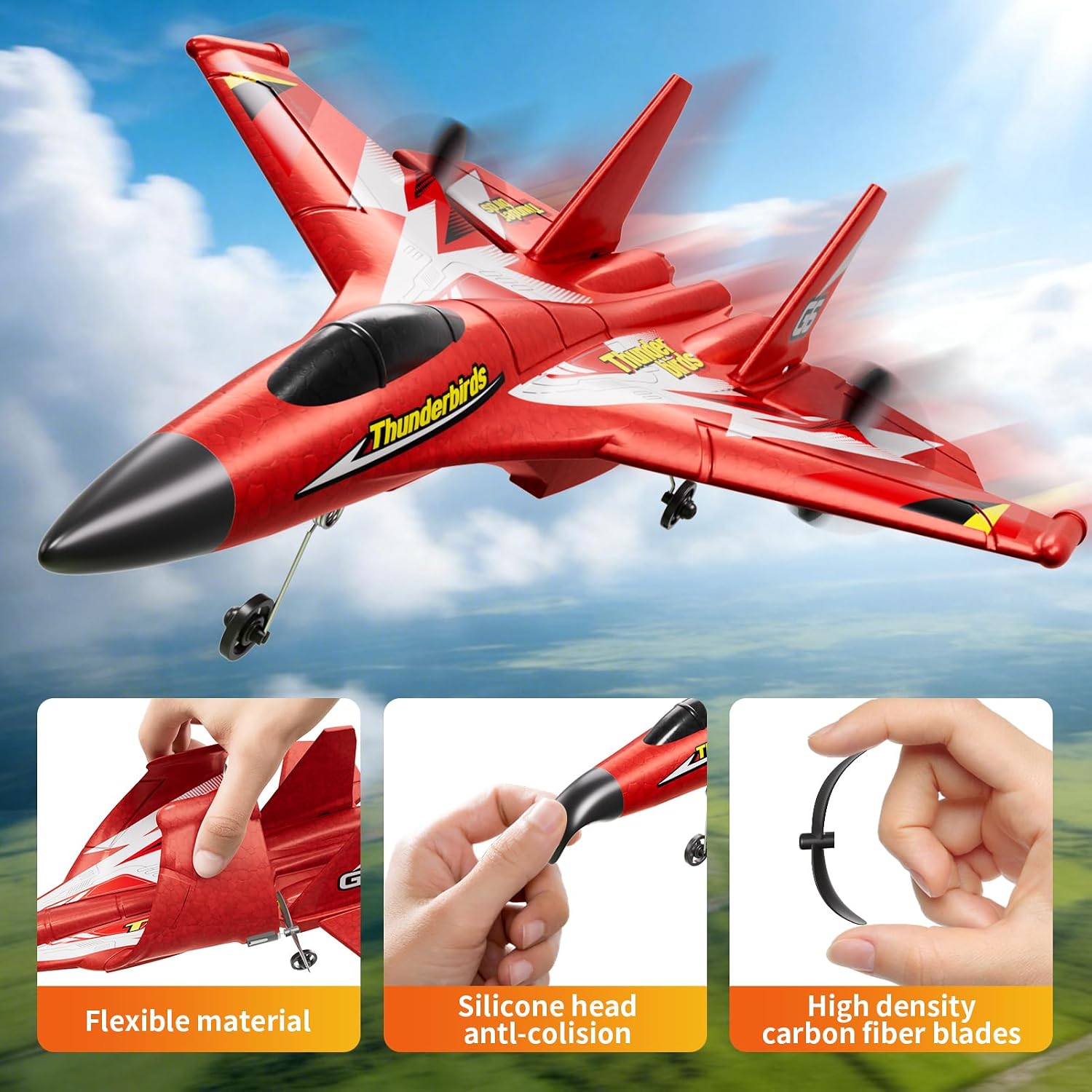 Foam RC Plane for Kids Adults Beginner, Remote Control Airplane RC Jet Helicopter Plane for Kids Adults, 2.4GHz