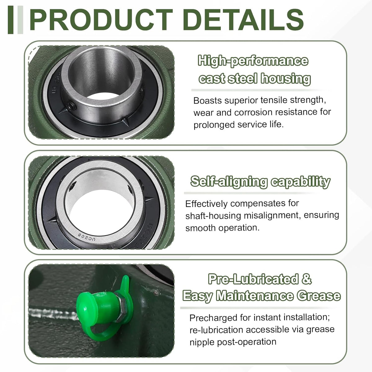 uxcell UCF208 Pillow Block Bearings, 40mm Bore Self Alignment, (ABEC3)