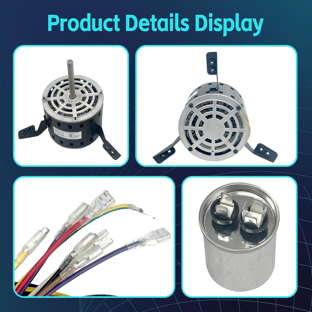 60L21 Blower Motor, 1/3 HP Furnace Blower Motor, 4-Speed, 115V, 1075 RPM Compatible with Lennox Armstrong & Ducane Gas Furnace Replace # 60L21, 60L2101