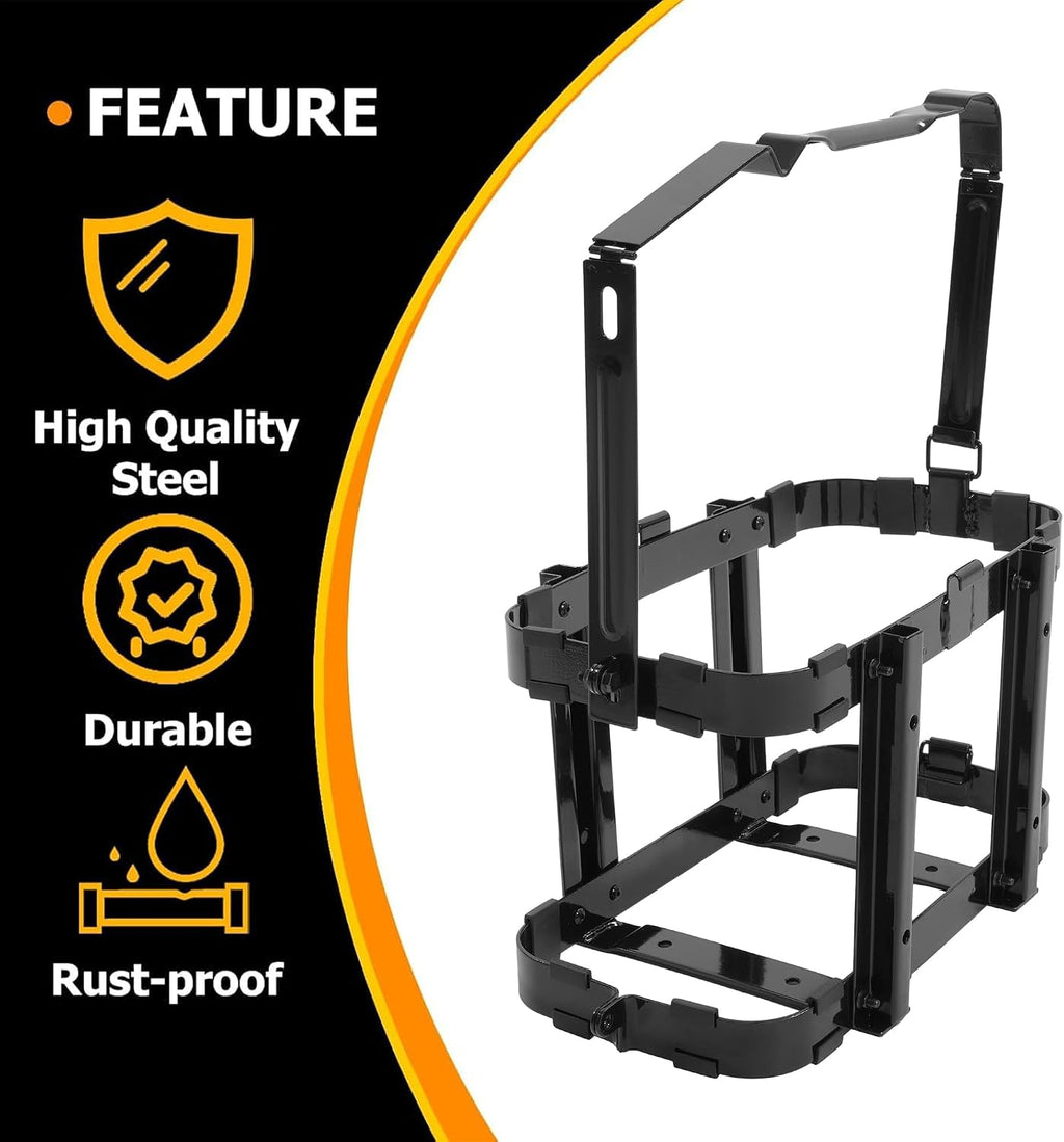 Gas Can Holder for 5 Gallon Steel Jerry Can Fuel Tank Can Holder | Petrol Diesel Storage Can Holder Black