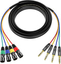 4 Channel XLR Male to 1/4 Inch TRS Snake Cables,Recording Snake Cable | 6.35mm Male Jack Stereo Audio Balanced Line