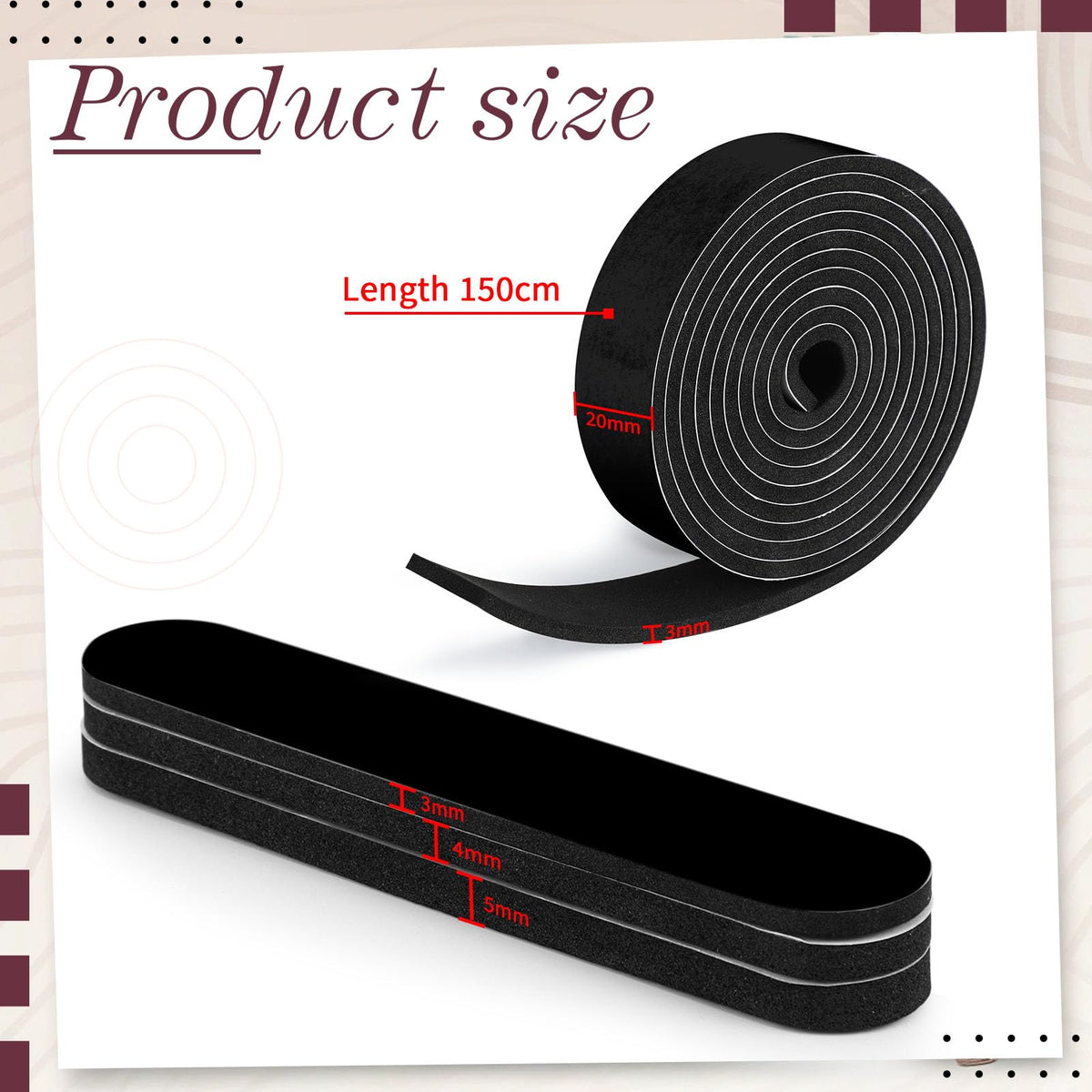 23 Pcs Hat Size Reducer Foam Tape Self Adhesive,Black