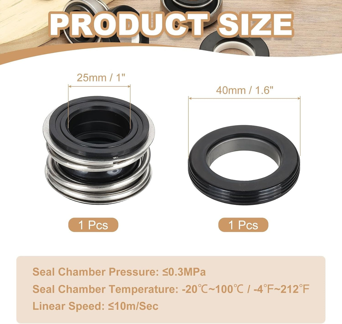 PATIKIL Mechanical Seal Kit, 25mm Gas Water Pump Replace Rubber Mechanical Shaft Seal Replacement Kit