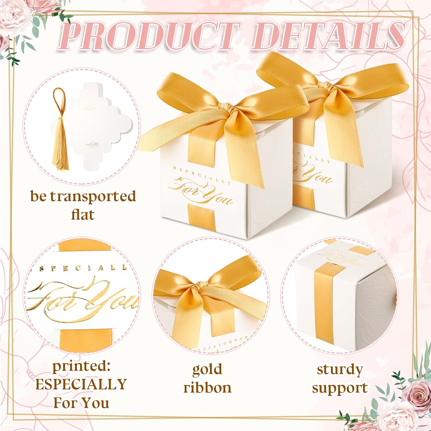 60 Pcs Wedding Favor Boxes Mini Small Gift Boxes, Gold