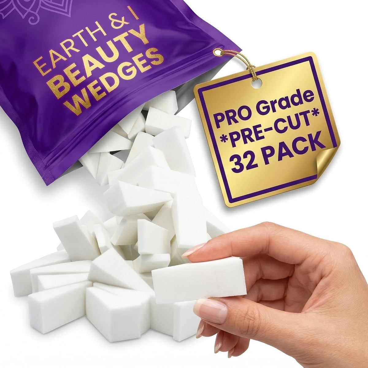 32-Pack *PRE-CUT* Makeup Wedges: Professional Triangle Sponges