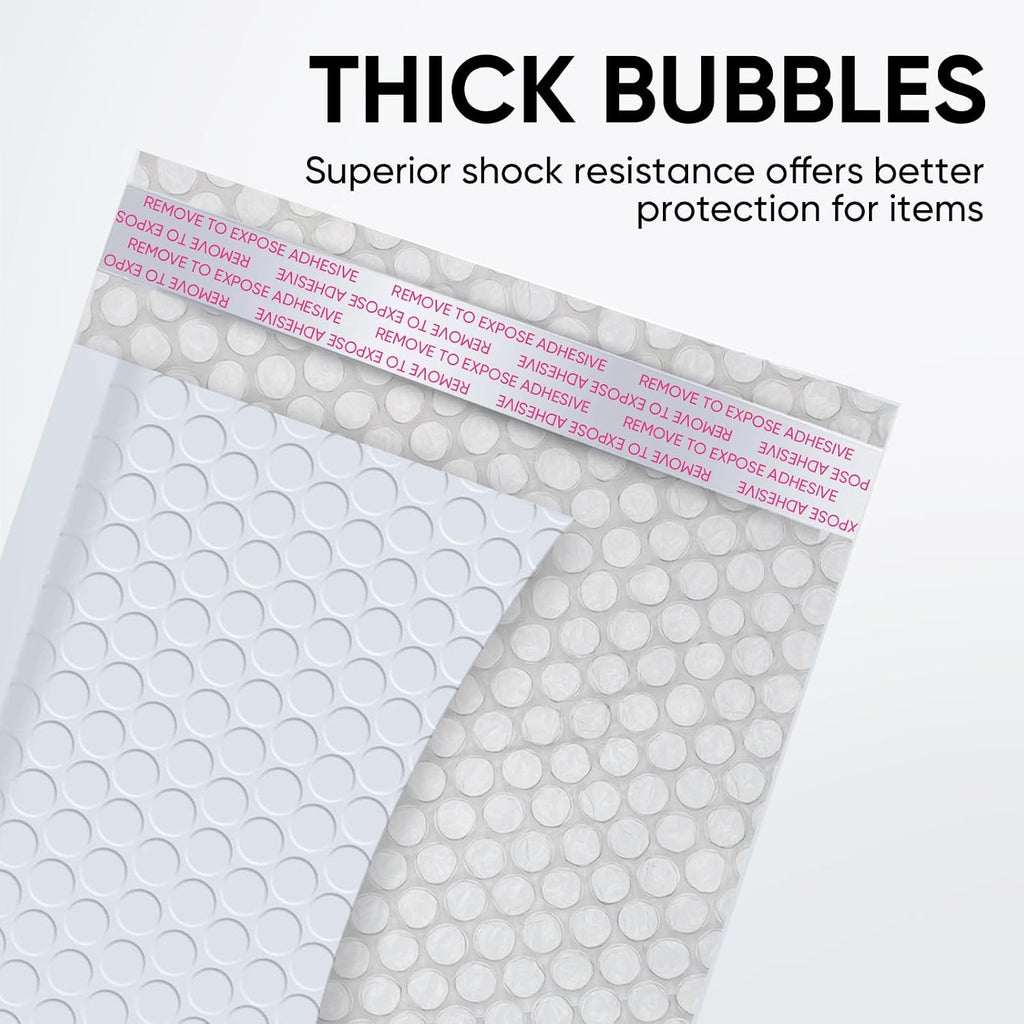 White Bubble Mailers 8.5 x 12 Inch 100 Pack, Usable Size 8.25X12 Inch Poly Mailers,Mailing Envelopes,Shipping