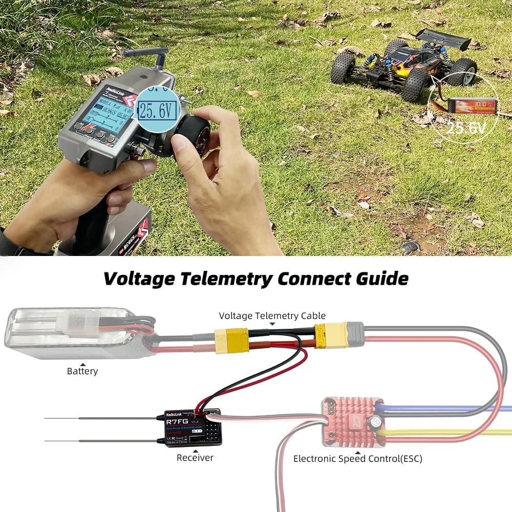 RC6GS V3 7CH RC Transmitter R7FG Waterproof Receiver for RC Car | 30 Models Storage 2.4Ghz Voltage Telemetry Surface