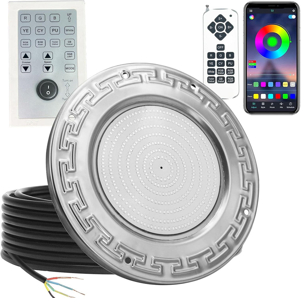 Pool Lights for Inground Pool, 60W 10 Inch Color Changing LED Inground Pool Light with Controller, Remote and APP
