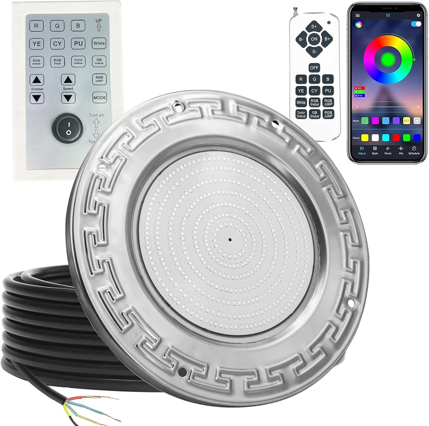 Pool Lights for Inground Pool, 60W 10 Inch Color Changing LED Inground Pool Light with Controller, Remote and APP