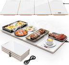 Food Warmers for Parties Buffet – 4-in-1 Electric Warming Tray for Food with 10 Temp Settings & Timer, 33"x15" Glass
