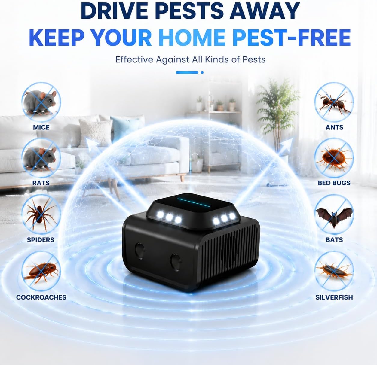 Ultrasonic Rodent Repeller Plug in for Mice, Rats & Squirrels – Electronic Pest Repellent Indoor – Mouse Deterrent