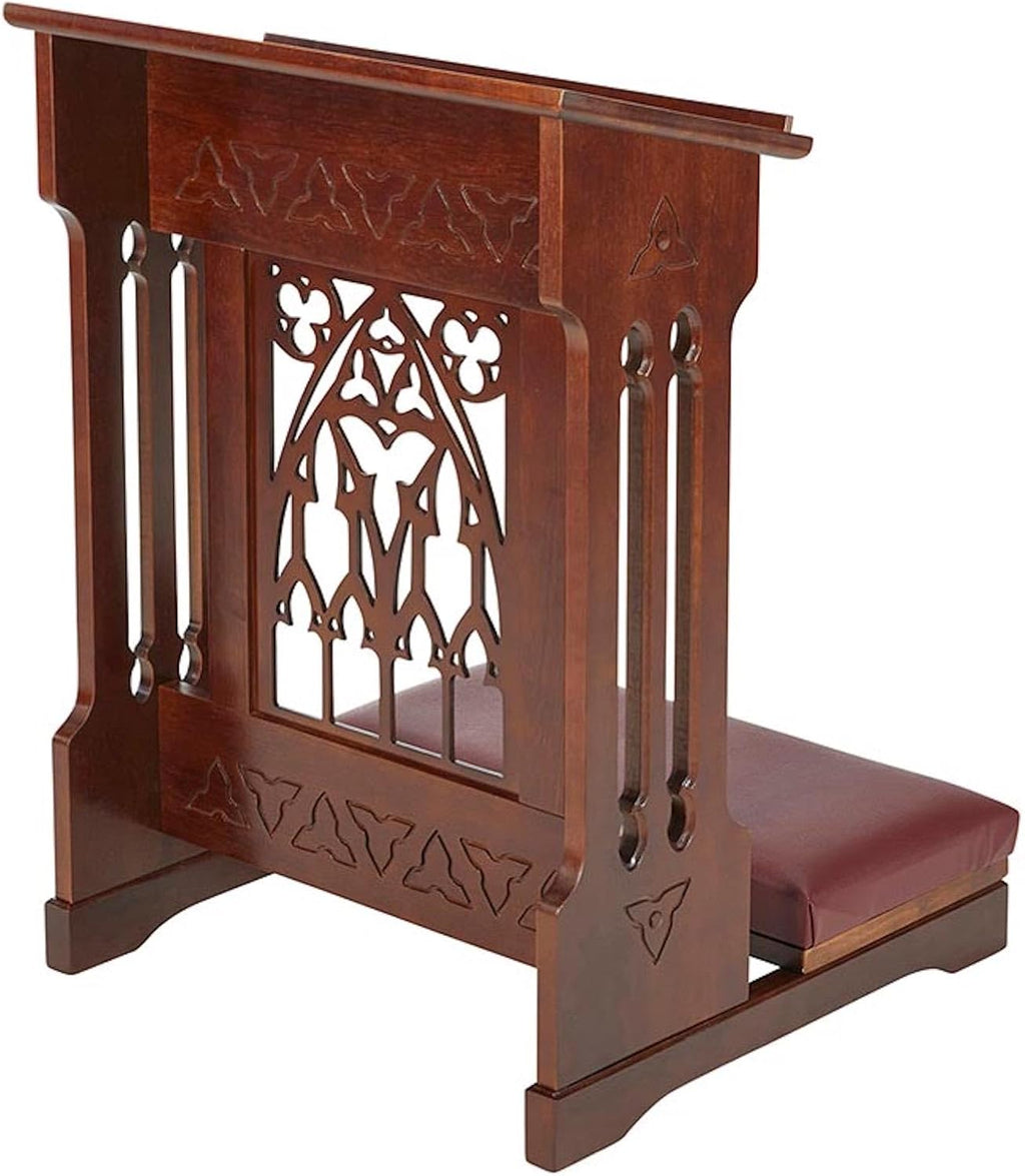 CB Church Supply Solid Maple Folding Padded Kneeler, Walnut, St. Albans