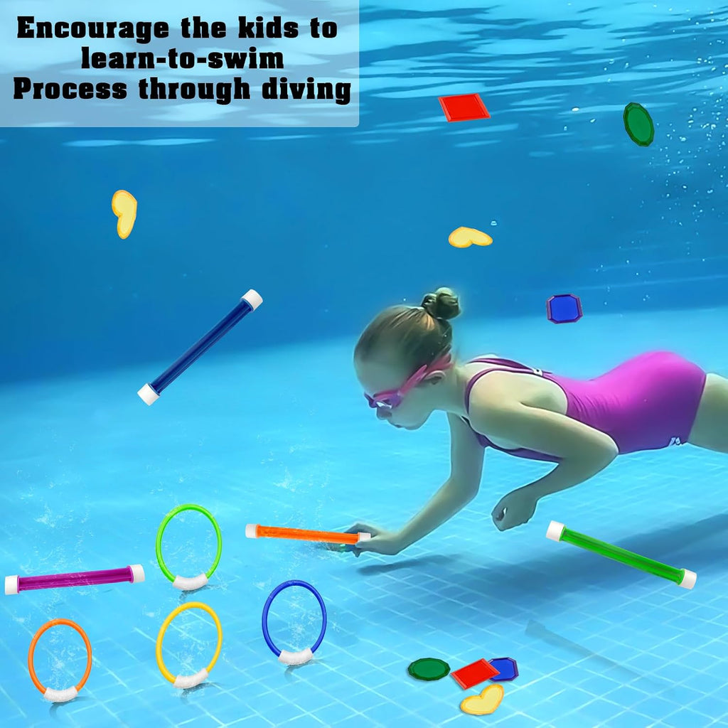 Pool Toys for Kids Ages 8-12 4-8, 16 PCS Pool Diving Toys for Kids Age 3-10, Summer Underwate Swimming Training