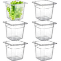6-Pack 1/6 Size 6" Deep NSF Polycarbonate Food Pans | Dishwasher & Freezer Safe Clear Container for Prep Tables