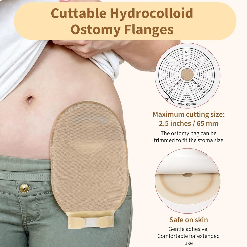 20 PCS Colostomy Bags Ostomy Supplies One Piece Ostomy Bags, Ostomy Drainable Pouches for Ileostomy Stoma Care