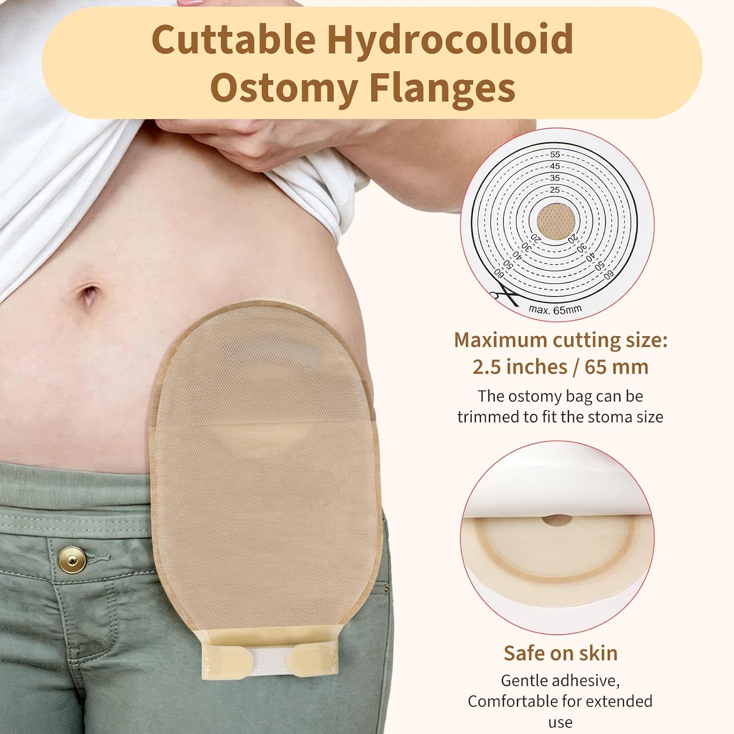20 PCS Colostomy Bags Ostomy Supplies One Piece Ostomy Bags, Ostomy Drainable Pouches for Ileostomy Stoma Care