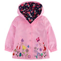 Kids Rain Coat Waterproof Hooded Girls Rain Jacket Lightweight Windbreaker Fall Jacket 5T Rose Red