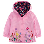 Kids Rain Coat Waterproof Hooded Girls Rain Jacket Lightweight Windbreaker Fall Jacket 5T Rose Red