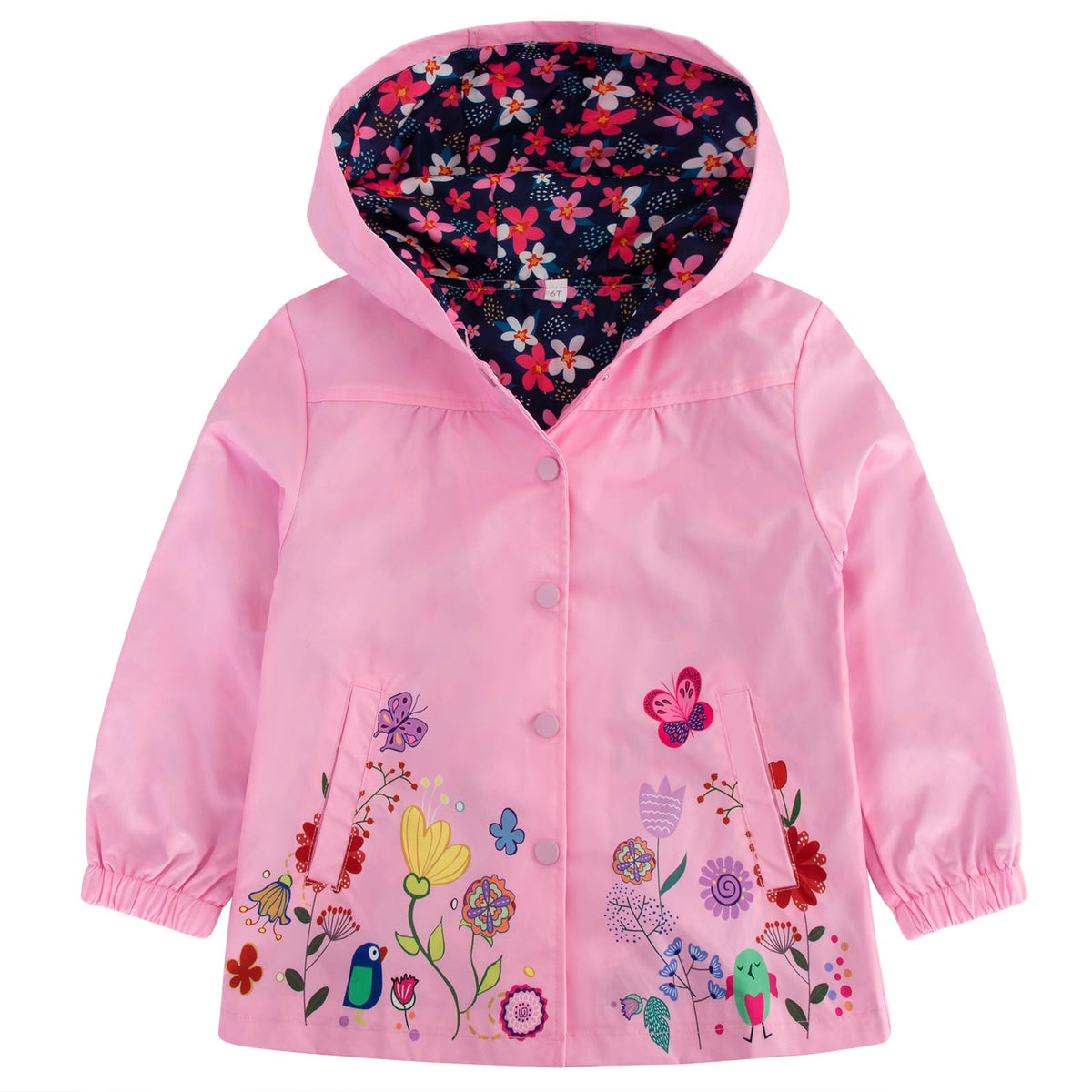 Kids Rain Coat Waterproof Hooded Girls Rain Jacket Lightweight Windbreaker Fall Jacket 5T Rose Red