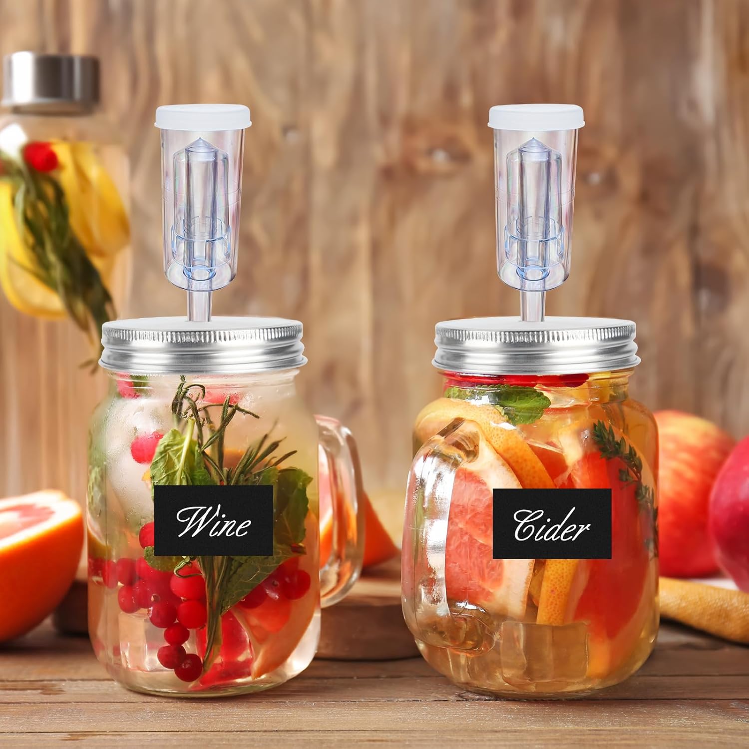 2 Set Fermentation Kit, Fermentation Lids Glass Weights and Airlocks Compatible with 86MM Wide Mouth Mason Jars for