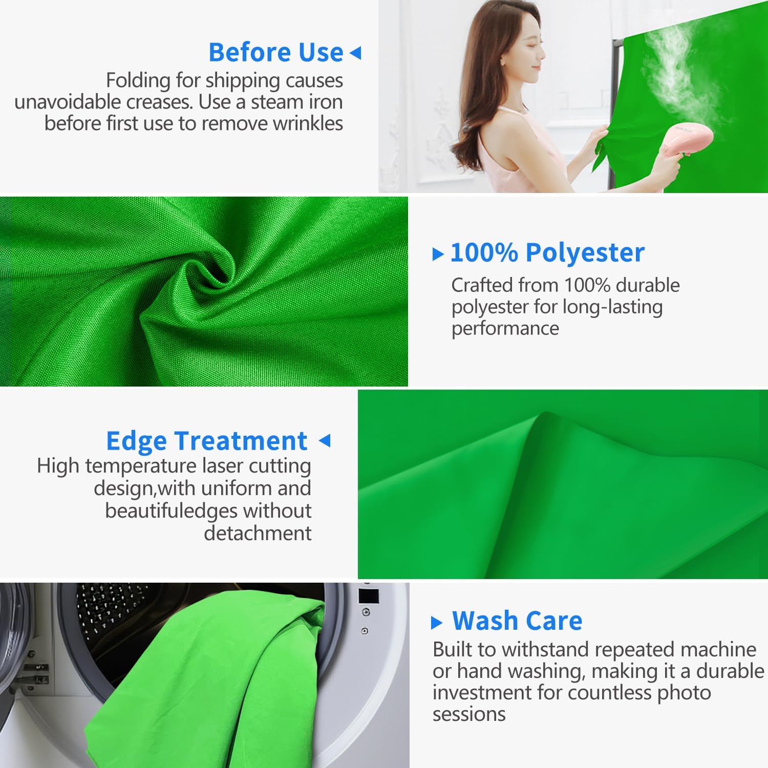 Chromakey Green Screen Backdrop, 5x7ft Small Background Fabric | Solid Chroma Green, Polyester Cloth, Perfect for