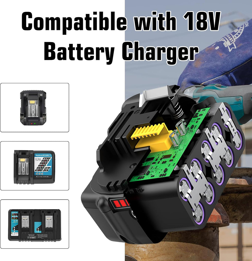 2Pack 8000mAh BL1860B Battery Replacement for Makita 18V Battery Lithium