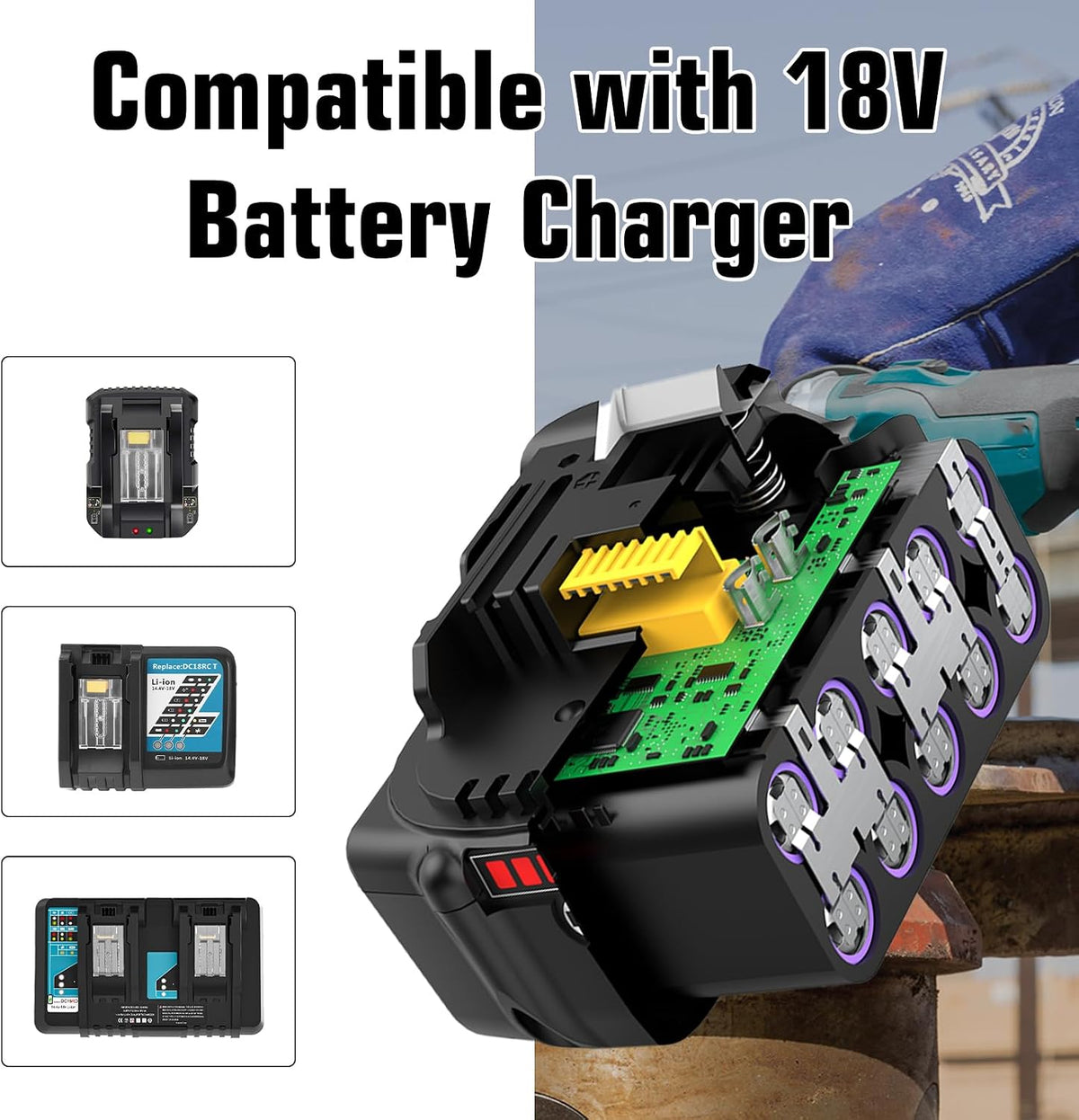 2Pack 8000mAh BL1860B Battery Replacement for Makita 18V Battery Lithium